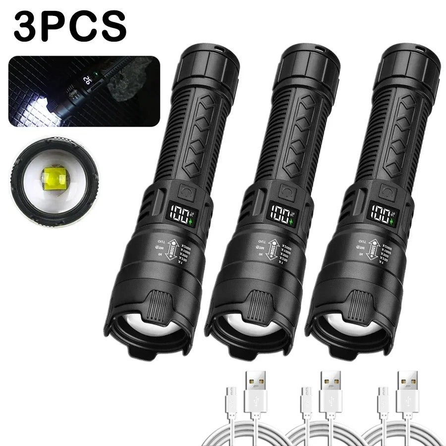 ESMARTER 2000LM Zoomable Tactical LED Flashlight – USB Rechargeable