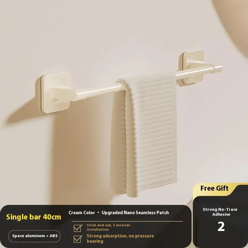 Non-drilling Towel Rack Double Layer Self Adhesive Bathroom Shower Zpaxo 1 Layer White 40cm
