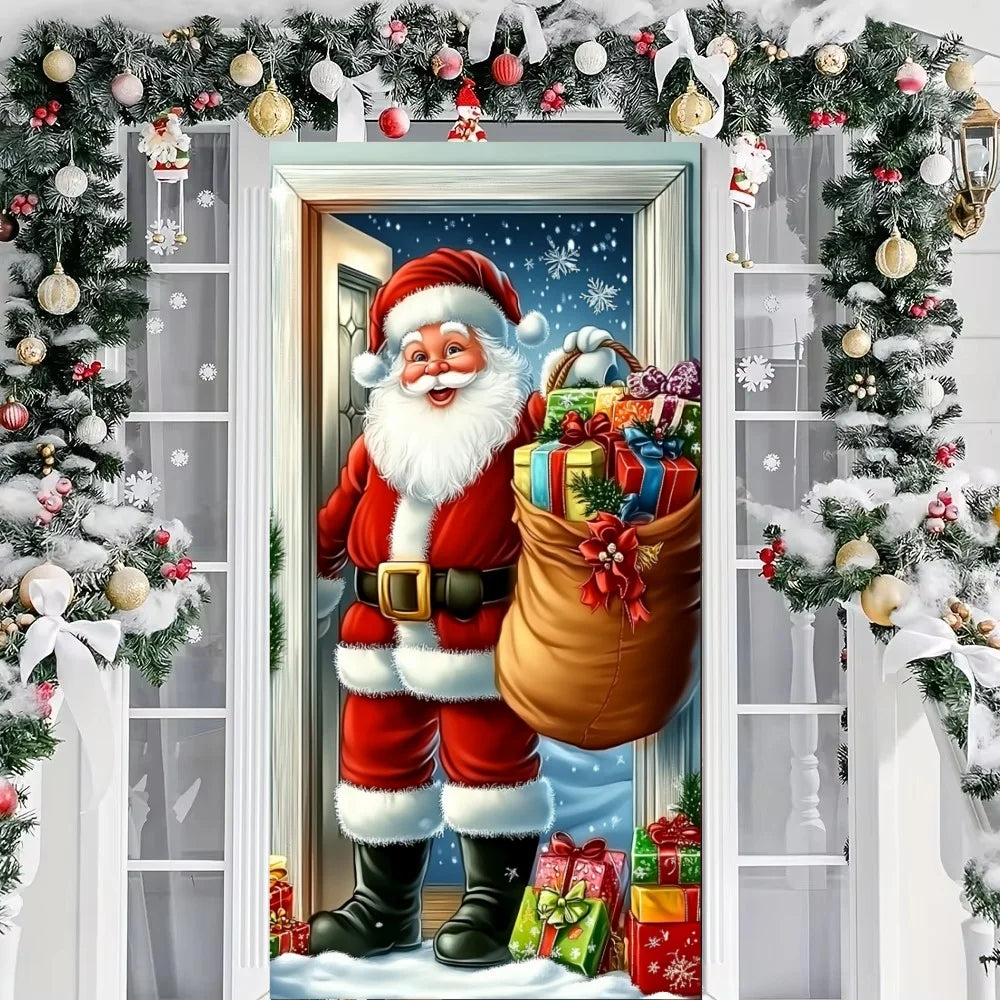 Christmas Snowman & Santa Door Cover Banner | Holiday Décor