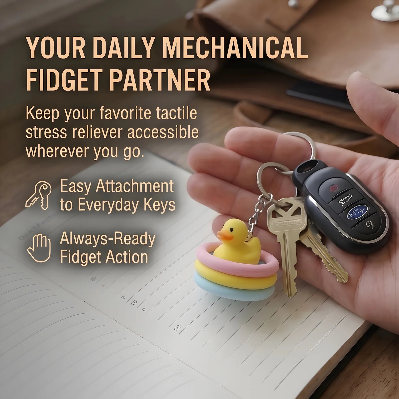 Cute Yellow Duck Fidget Toy Mechanical Keyboard Switch Keychain 3D