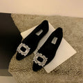 Flat Shoes for Women's Autumn Winter Rhinestone Pointed Toe Hairy Shoes Outerwear Plus Velvet Plus Plus Large Size Cotton Shoes Zpaxo Black 36