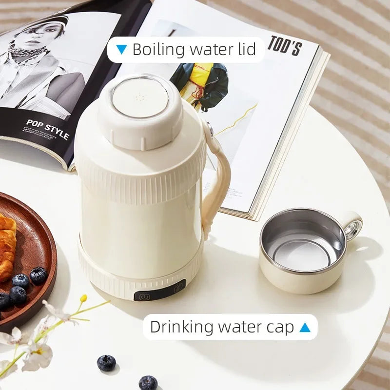 1200ml Electric Kettle Portable Kettle Stainless Steel Reservation Insulation Kettle Adjust Temperature Travel Boil Water Kettle Zpaxo