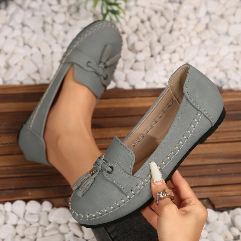 Women's Flats Fashion Breathable Casual Shoes Slip Ballet Suede Zpaxo