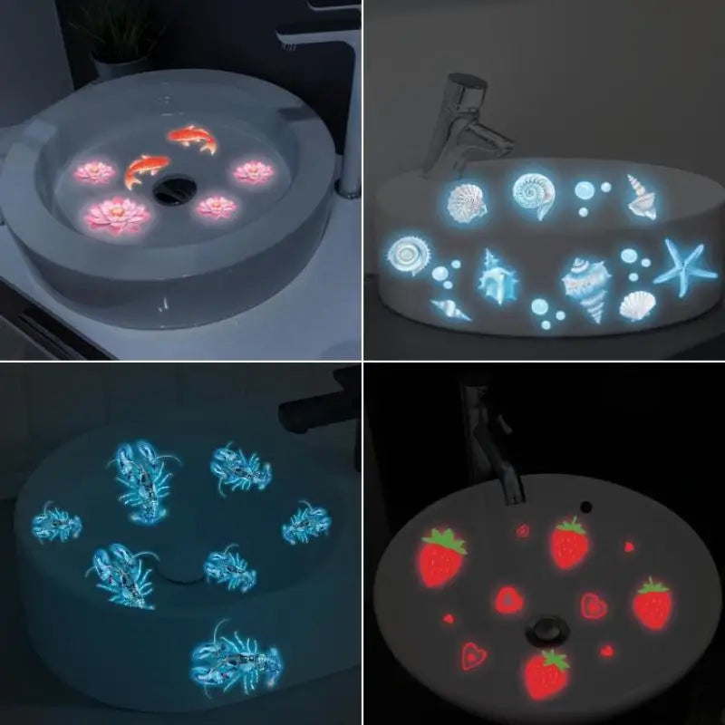 Glow in the Dark Sink & Toilet Stickers – Removable PVC Decor