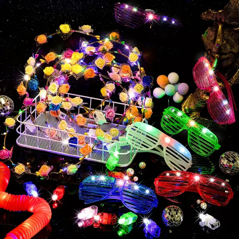 LED Flower Wreath Headband Multicolor Light Up Lighted Head Band Glow