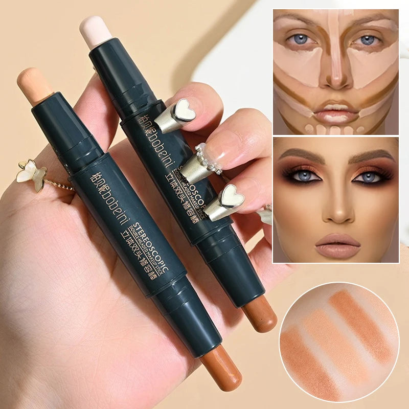 Double-ended Dual-purpose High-light Trimming Stick Three-dimensional Contour Nose Shadow Facial Shape Brighten and Trimming Zpaxo