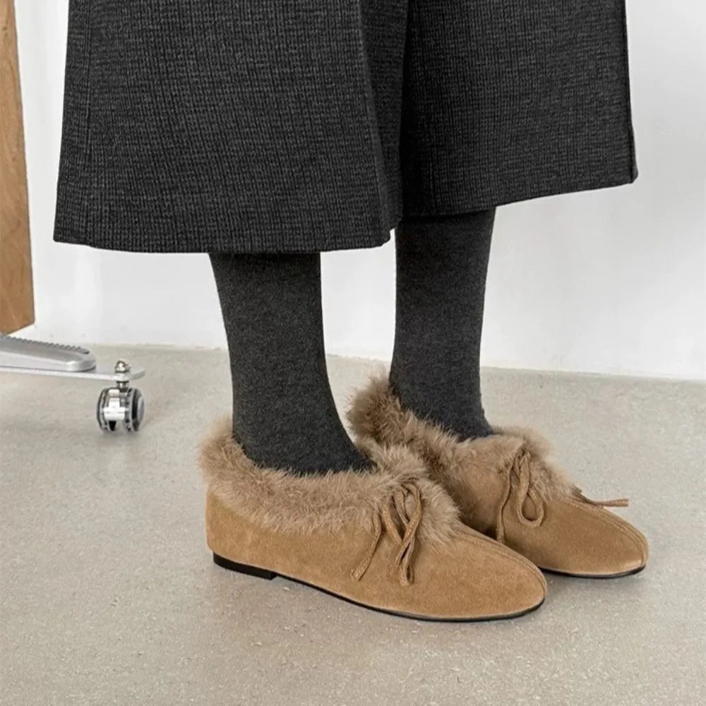 Winter Fuzzy Warm Flat Ankle Boots Women High-quality Suede Design