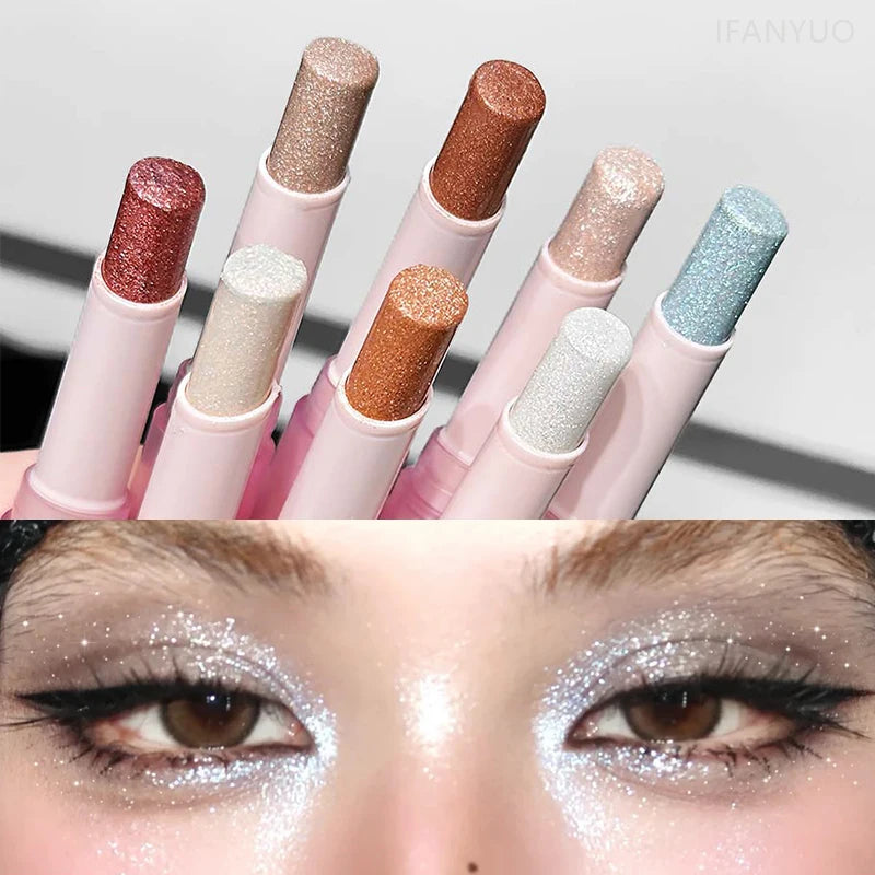 8 Colors Pearlescent Jelly Eyeshadow Stick Shimmer Brightening Highlighter Shadow Stick Waterproof Lasting Eyeshadow Makeup Zpaxo
