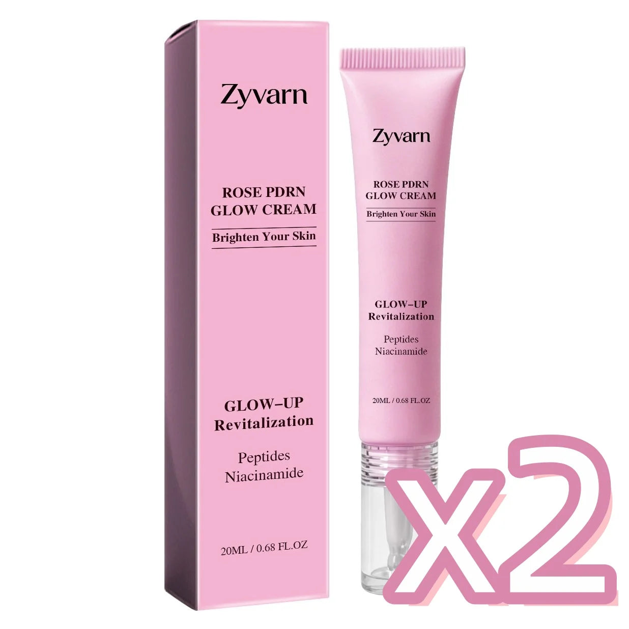 ZYVARN Rose PDRN Glow Boost Cream – Niacinamide & Peptides Facial Moisturizer Cream Zpaxo 20g Boxed x 2