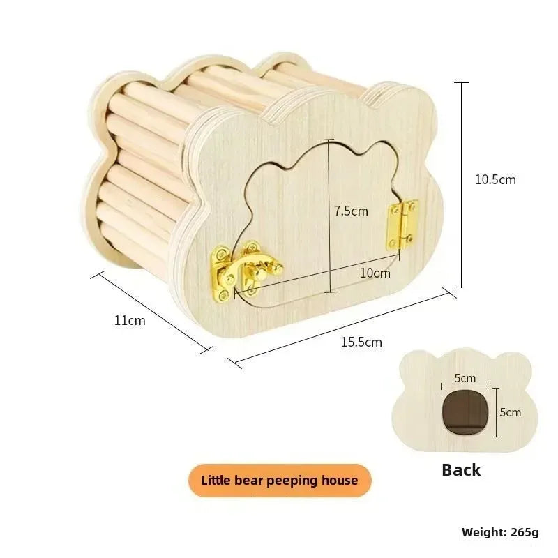 Hamster Voyeur Series Wooden Nest House Avoidance Observation House Cute Golden Bear Flower Branch Mouse Entertainment Intera Zpaxo