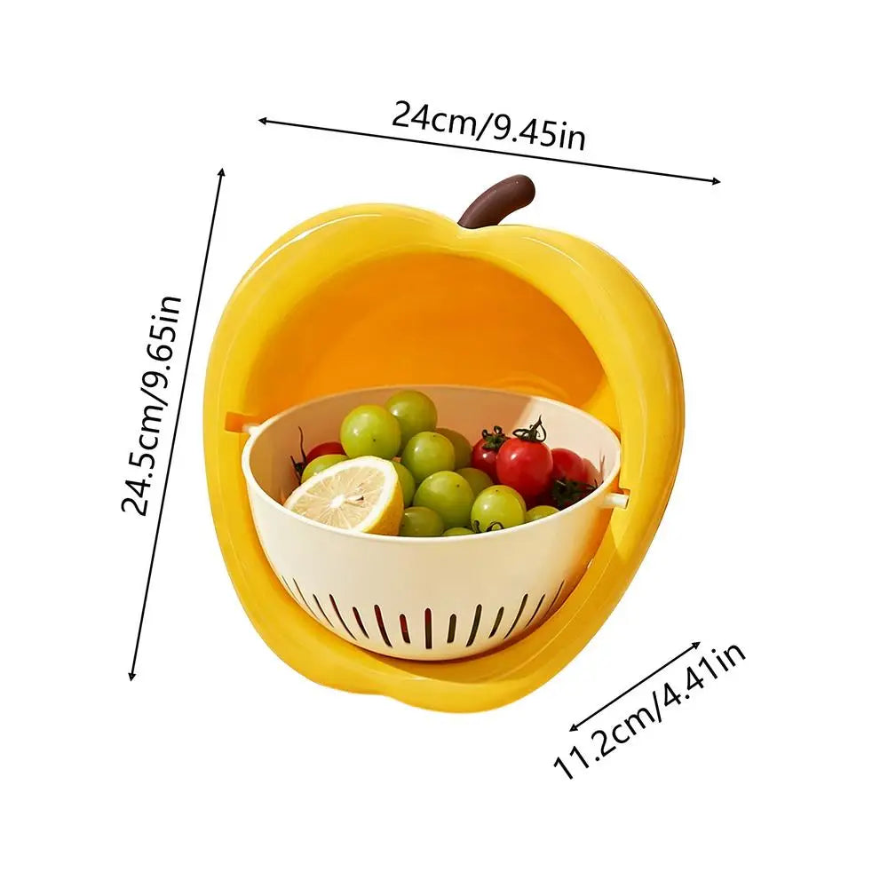 Apples Shape Fruit Strainer Thick Plastic Fast Draining Colander Zpaxo Yellow