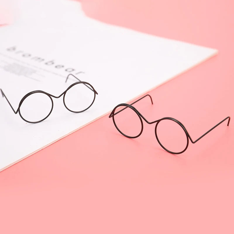 Fashion Round Frame Lensless Retro Cool Doll Glasses Accessories