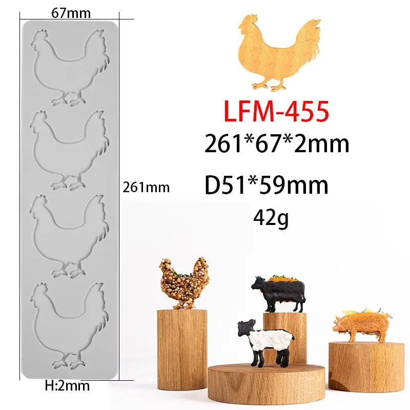 ▶1Pcs Animal Silicone Mold DIY Pig Cow Sheep Chicken Chocolate Fondant Cake Decorating Mould Zpaxo A4