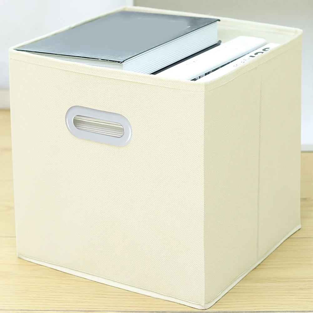 Fabric Cloth Storage Box for Book Clothes Toys Sundries Storage Foldable Closet Drawer Storage Organizer Bins Basket Zpaxo Beige