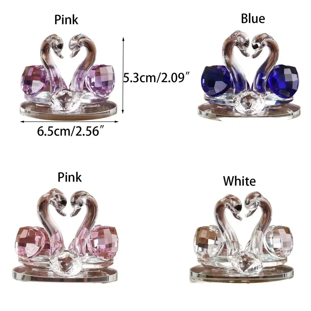 Romantic Wedding Home Decor Car Seat Children's Gift Animal Ornament Crystal Swan Swan Figurine Car Accessories Zpaxo