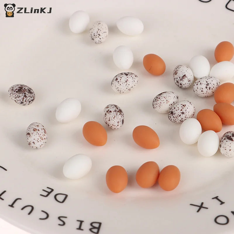 ▶10Pcs Dollhouse Miniature Simulation Eggs Food Model Pretend Play Kitchen Toys Zpaxo