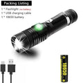 1000LM T6 LED Tactical Flashlight | Type-C Rechargeable Zoomable