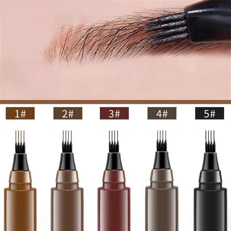 5 Colors Waterproof Eyebrow Pen 4 Splitted Head Long Lasting Smudge Proof Eyebrows Tattoo Pencil Liquid Black Eyebrow Makeup Pen Zpaxo