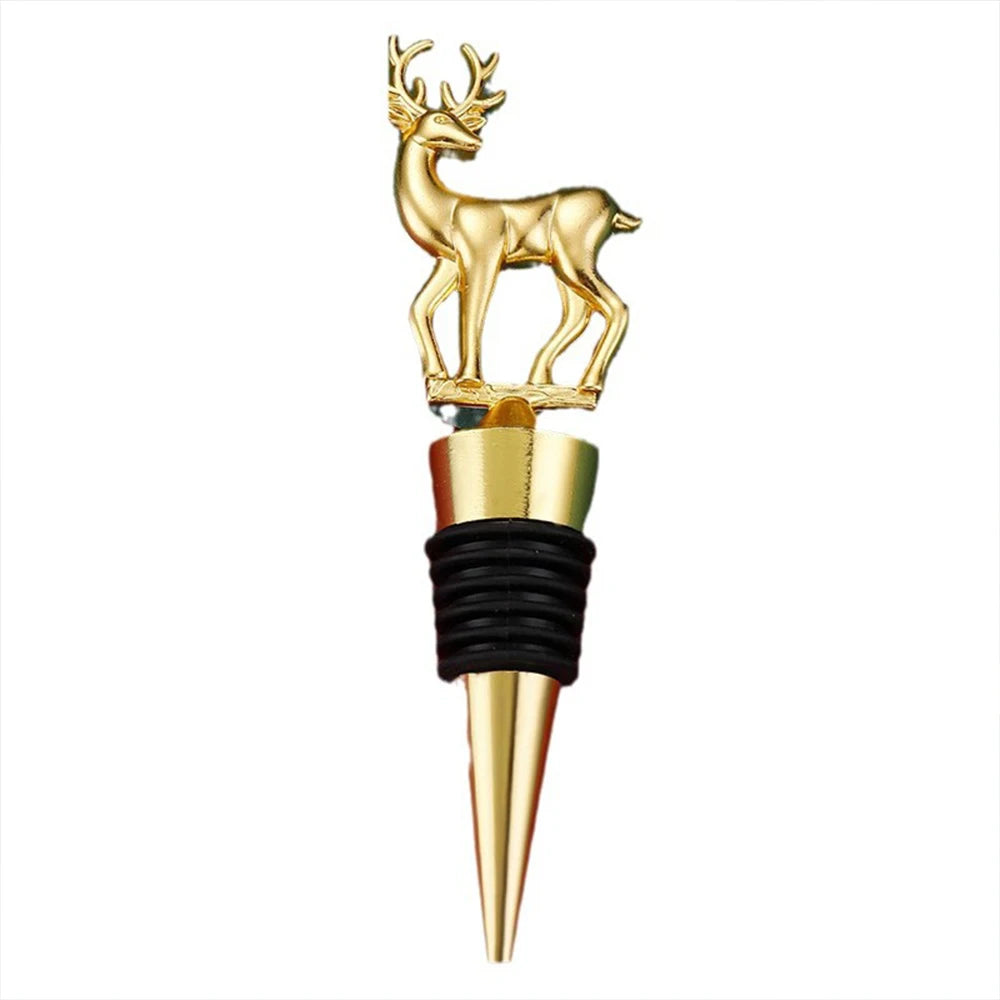 Christmas Deer Wine Bottle Stopper Golden Reindeer Wine Stopper for Party Wedding Xmas Wine Gift Bar Accessories Zpaxo