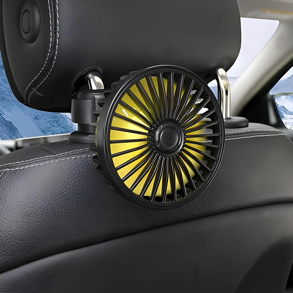 USB Car Cooling Fan 360 Rotatable Backseat Vehicle Rear Headrest Zpaxo