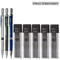 Anti Slip Mechanical Pencil Set 2.0mm with 2B Black/Color Lead Refill Eraser Activity Automatic Pencil Drawing Sketching Writing Zpaxo Black Pencil set E