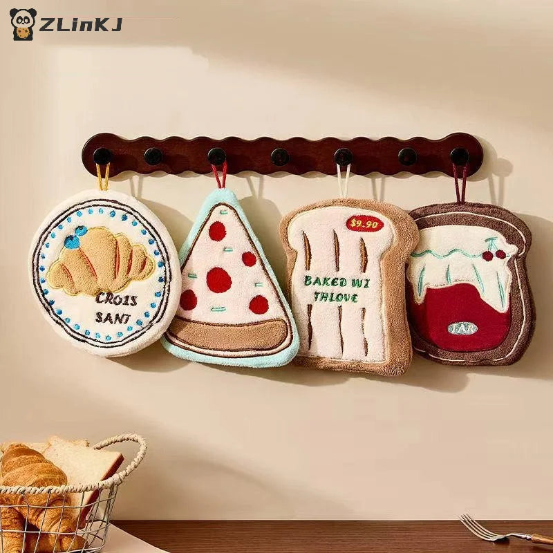▶1PCS Cute Cheese Bread Cake Shape Super Water-absorbing Soft Hand Towel For Bathroom Kitchen Washing Hands Cloth Zpaxo