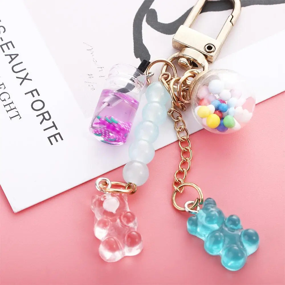 Cute Girls Acrylic Bag Pendant Floating Fruit Candy Fashion Accessories Keyholder Bear Key Chain Key Ring Zpaxo
