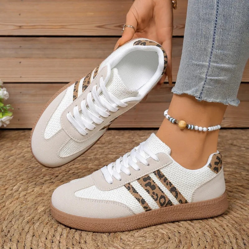 Women's Sneakers Fashion Casual Flats Vulcanize Shoes Round Toe Lace Zpaxo Beige 43