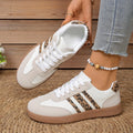 Women's Sneakers Fashion Casual Flats Vulcanize Shoes Round Toe Lace Zpaxo Beige 43