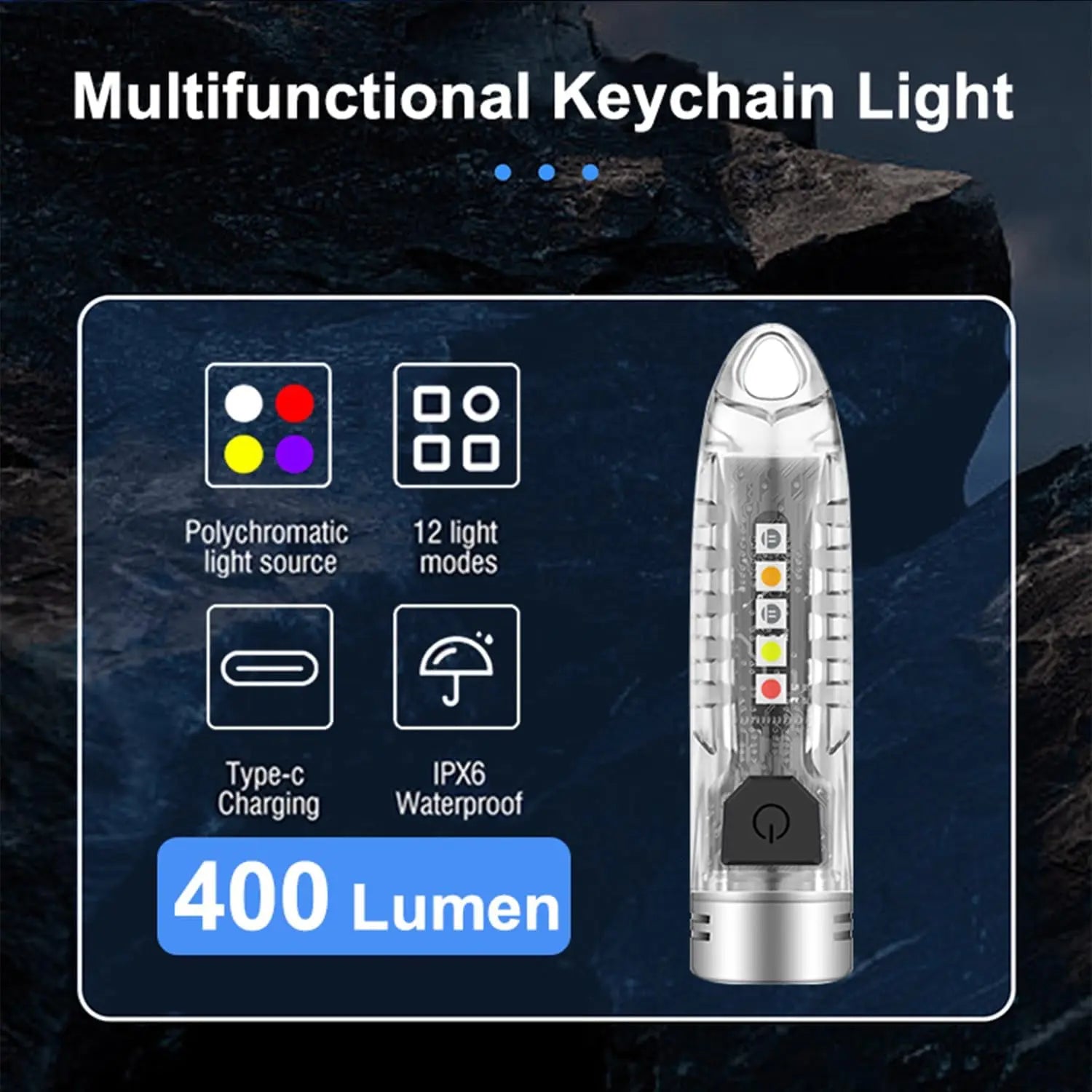 POCKETMAN Mini Keychain Flashlight 12 Modes UV LED Rechargeable Keychain Flashlight Zpaxo