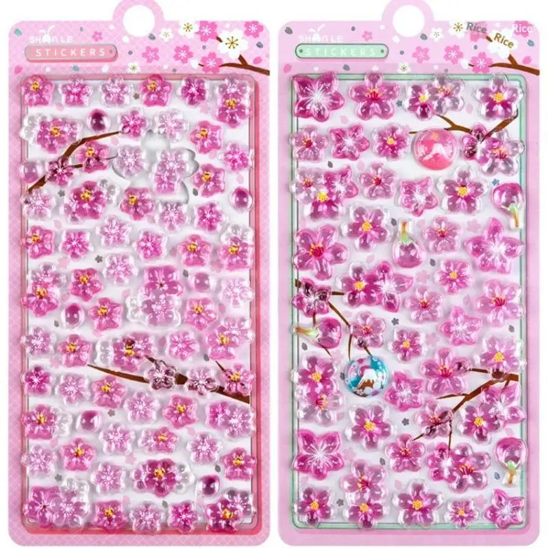 Sweet 3D Cherry Blossom Sticker Romantic Trendy Relief Flower Stickers DIY Scrapbooking Notebook Stationery Decal Decoration Zpaxo