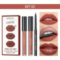 3 in 1 Lipstick and Lipliner Set, Long Lasting Waterproof Lip Stain Liquid Lipgloss Set for Women Halloween Gothic Makeup Zpaxo 02