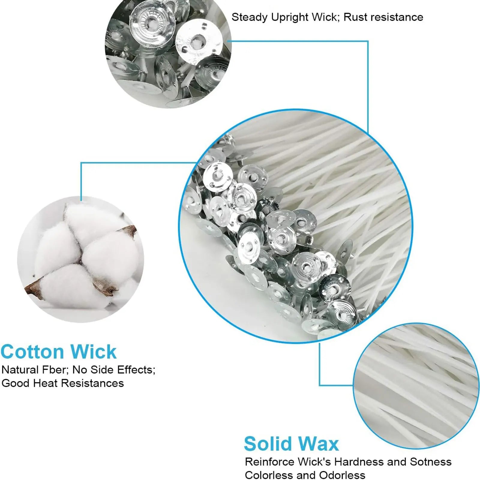430 PCS Wick Set, 12 inch/8 inch/6 inch/3.5 inch/1 inch (30cm/20cm/15cm/9cm/2.6cm), 5 different wick lengths Zpaxo