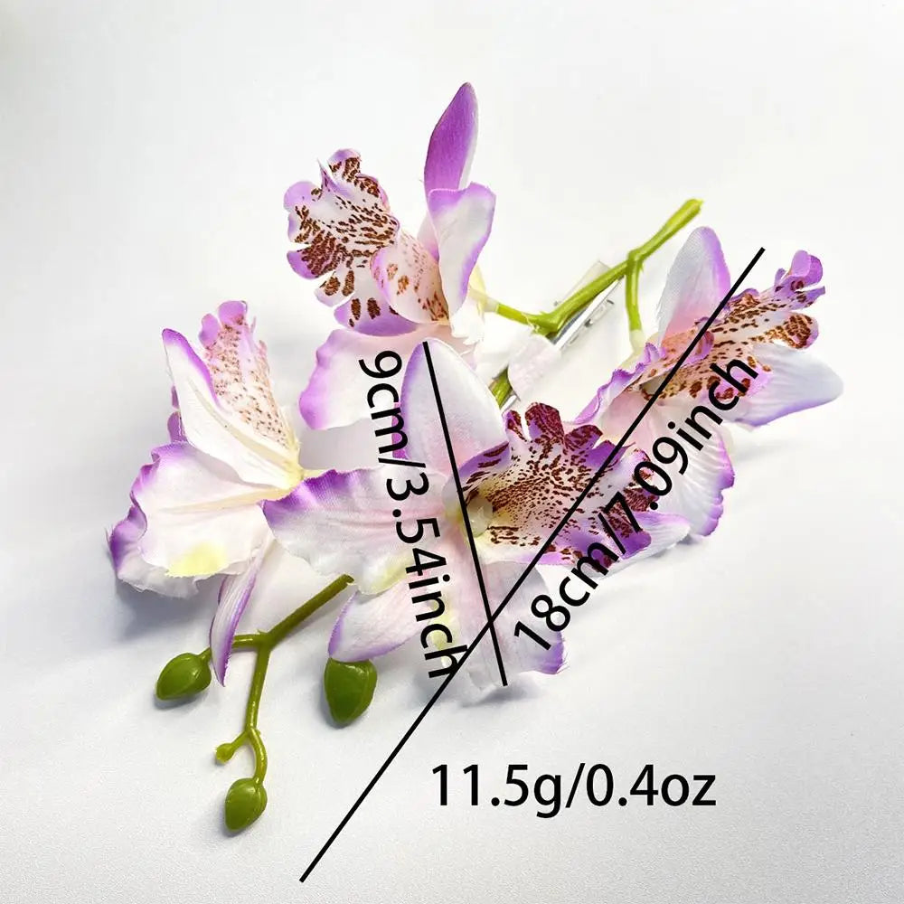 Popular Orchid Flower Fairy Hairpins Spring Summer Artificial Flowers Floral Barrette Wedding Party Hair Clips for Women Girls Zpaxo