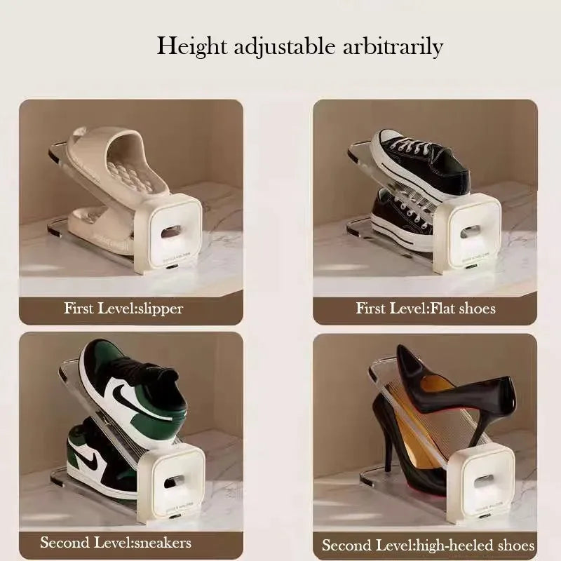 New 4PCS Adjustable Double-layer Shoe Holder and Shoe Cabinet for Household Use, Storing Plastic Shoe Racks To Save Space Zpaxo