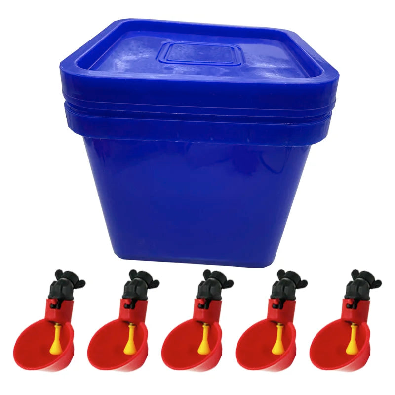 Quail Chicken Drinking Bucket Cup Portable Thickened Lid Square Pet Zpaxo blue with red