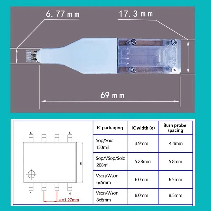 Sop8 W-son Chip Download Burn Write Probe Spring Needle Flash Eeprom Chip Burner Cable Zpaxo