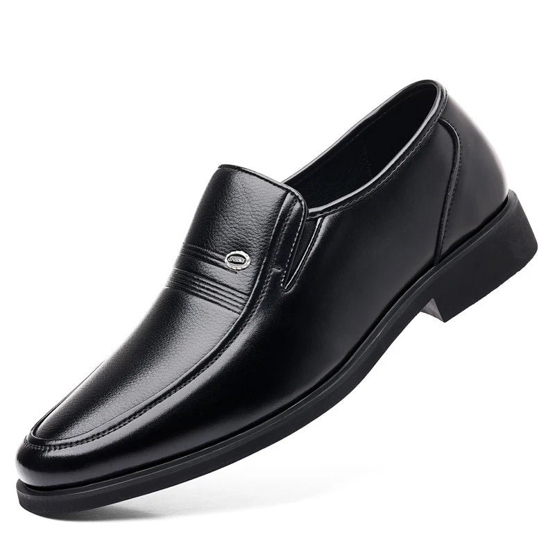 Autumn Black Leather Slip Loafers Formal Business Casual Office Groom Zpaxo