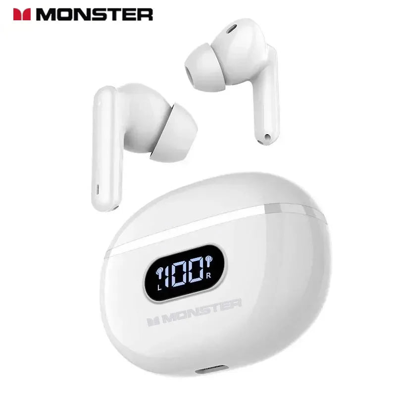 MONSTER E98 Wireless Earphones ANC+ENC Noise Cancellation Earbuds Zpaxo WHITE