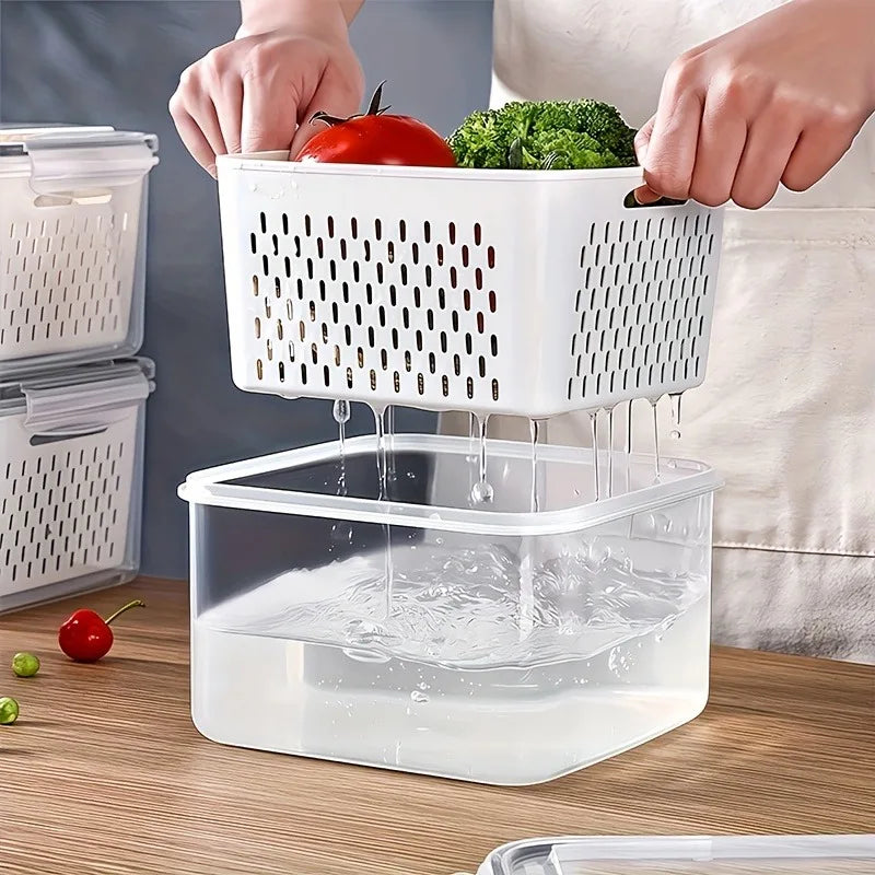 Fruit Storage Containers Fridge Removable Colander Airtight Food