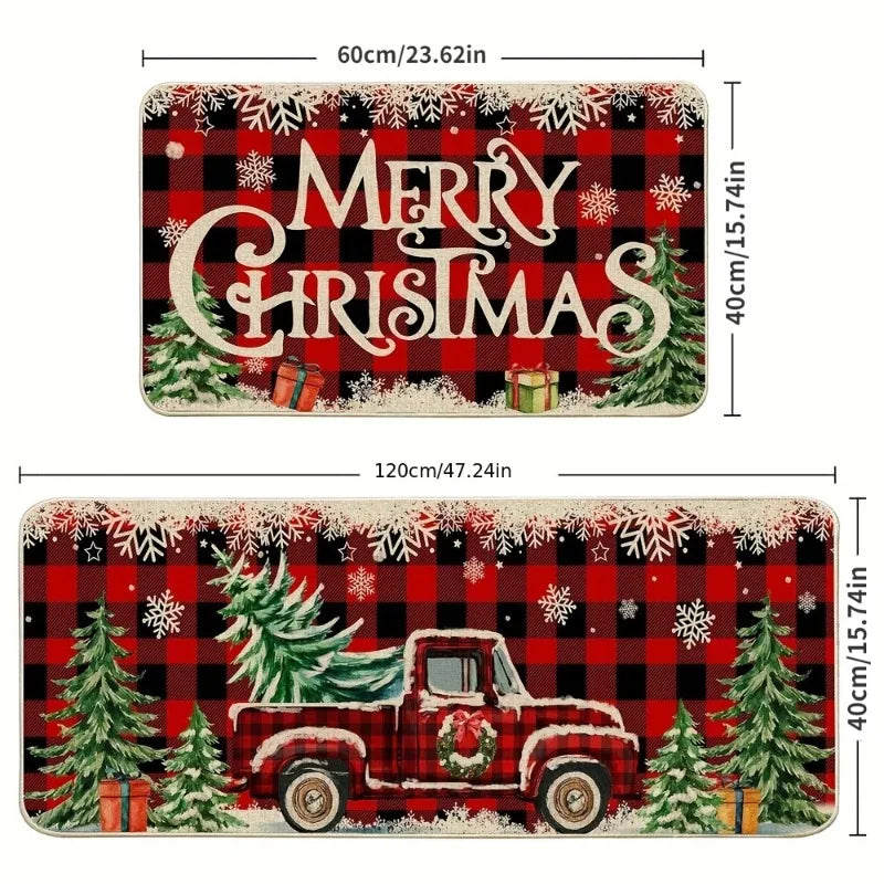 Christmas Theme Rug Machine Washable Dog Print Floor Mat Living Room