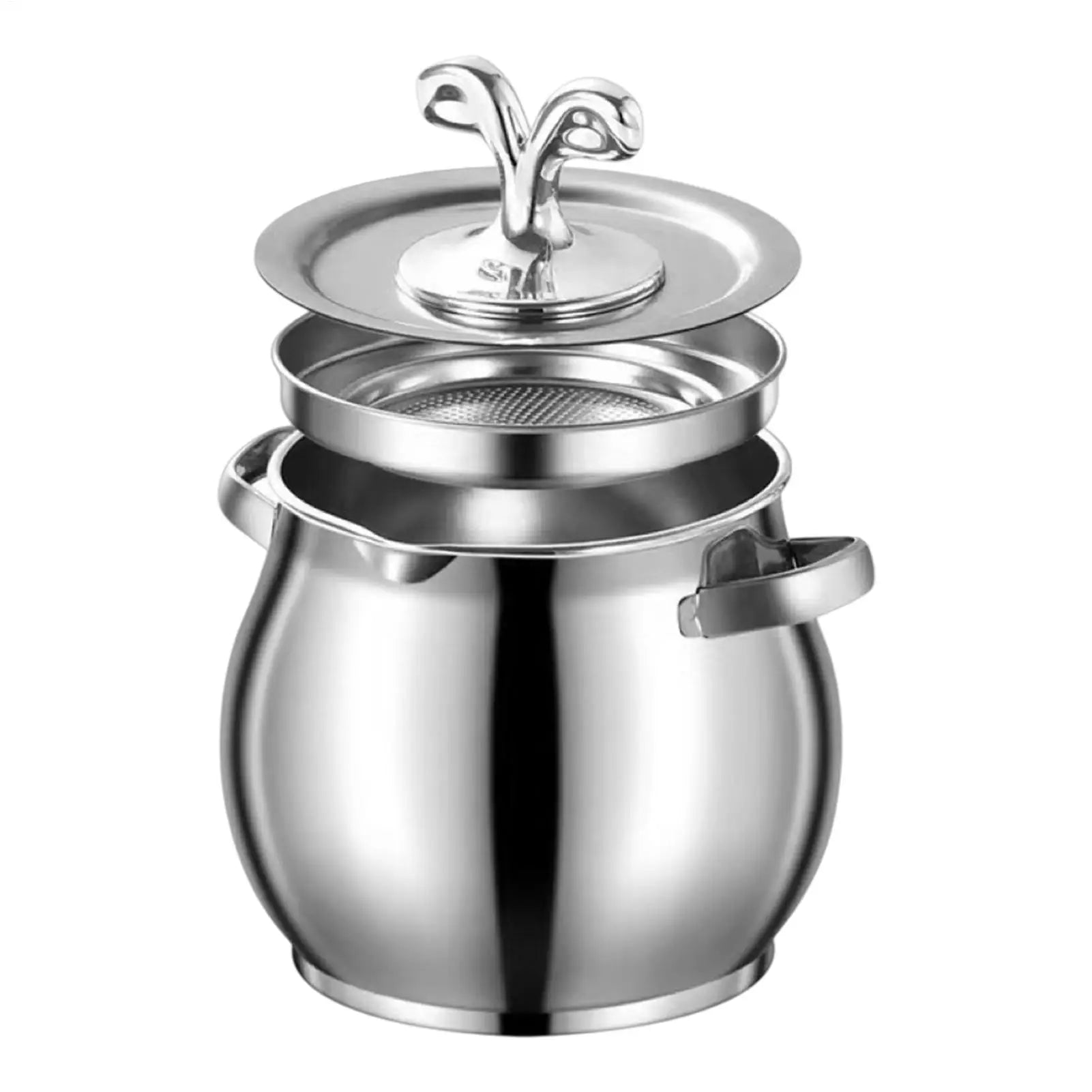 Stainless Steel Bacon Grease Container Fat Storage Canister Strainer