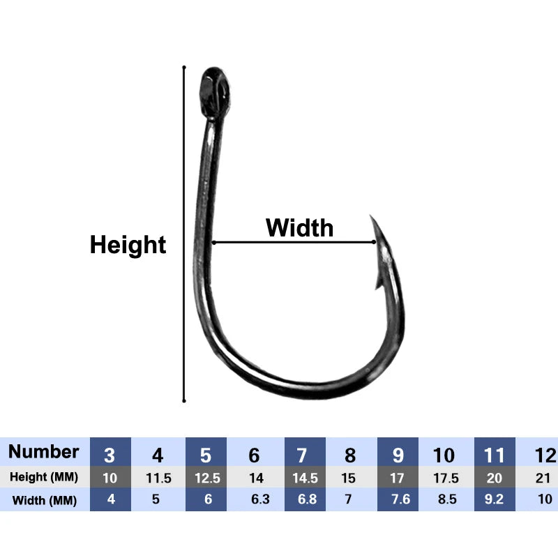 Silver Round Fishhook Sharp Strong 3 12 Jig Barbed Pesca Sea Fishing Zpaxo