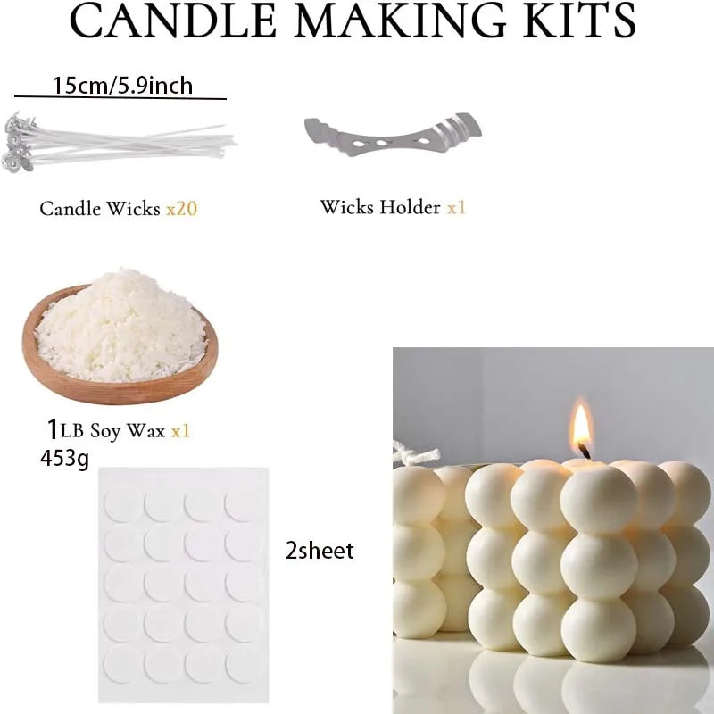 1LB Soy Wax Candle Making Kit – Wax Flakes, Wicks & Tools Candle Making Kit Zpaxo set 1
