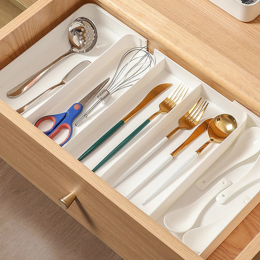 Expandable Drawer Organizer 5 Compartments Cutlery Drawer Storage Organizer Drawer Divider for Kitchen Home Office Zpaxo