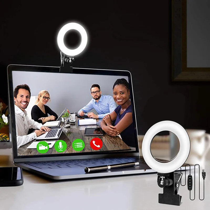 4-Inch Clip-On LED Ring Light – 5 Color Temps, USB Dimmable LED Ring Light Zpaxo