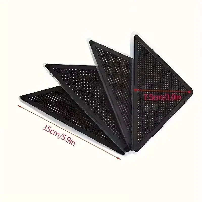 8pcs Non-Slip Rug Pads – Dual-Sided Grip for Hardwood & Tile Floors, Washable, Black, Keep Corners Flat Zpaxo