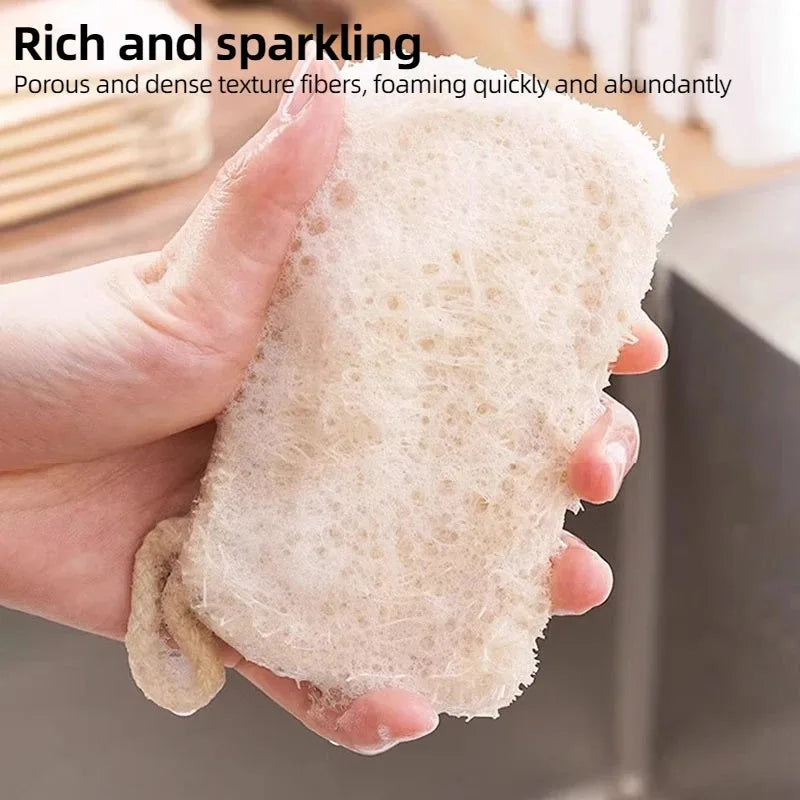 Double Layer Natural Loofah Sponge Dish Scrubber Vegetable Fiber