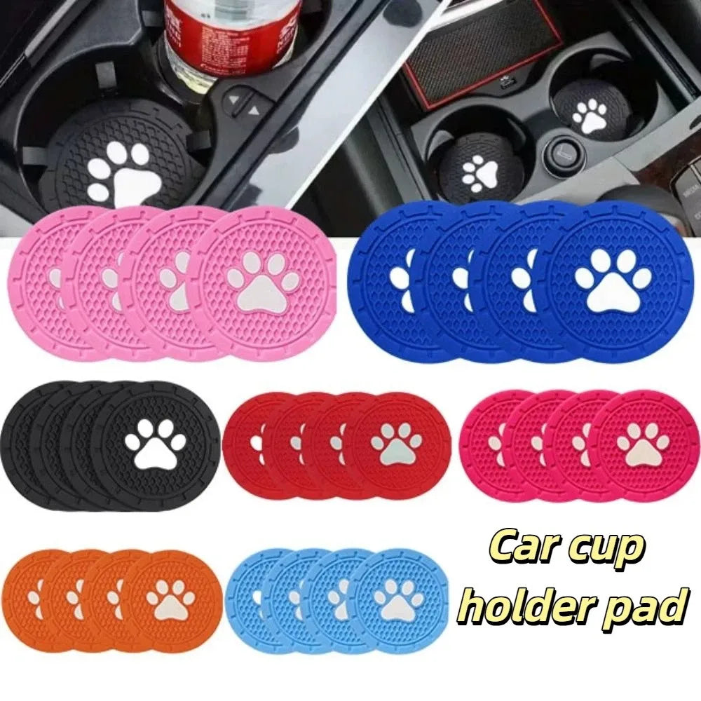 Paw Print Design Car Cup Holder Coaster Strong Wear-resistan Round Zpaxo