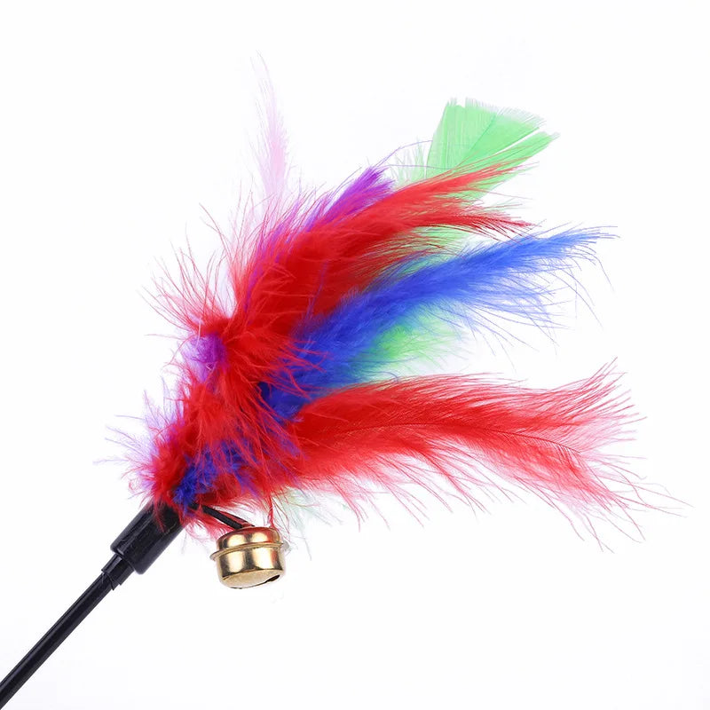 Funny Kitten Cat Teaser Interactive Toy Rod Bell Feather Toys Pet